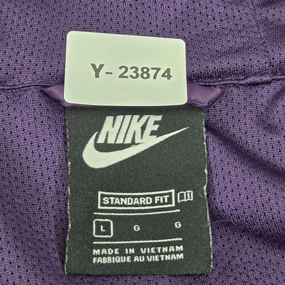 Nike Girl Jacket L Purple Windbreaker Animal Print DN5115-525 Logo‎ Zipper Long